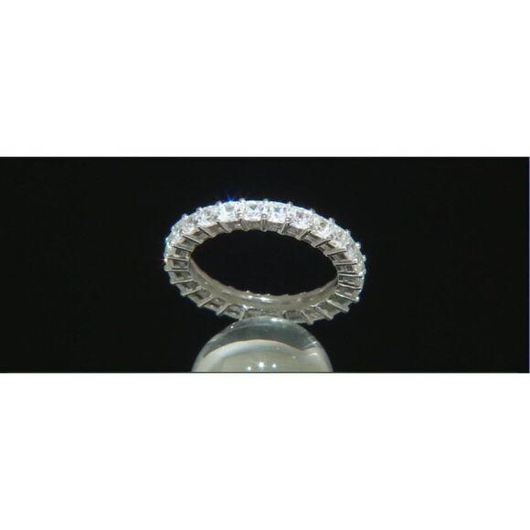 2.5 Ct Princess Cut Sim Diamond Eternity Wedding/Anniversary Band Ring Sz 8 - Picture 1 of 5
